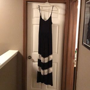 Black dress with cream lace maxi dress